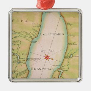 Map of Lake Ontario Metal Ornament