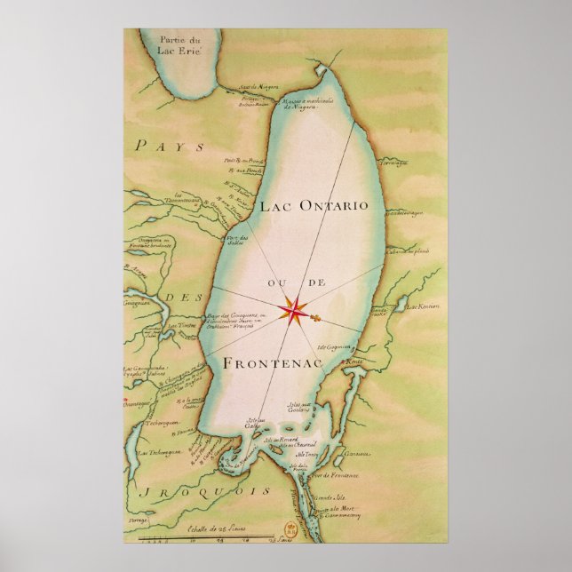 Map of Lake Ontario Poster (Front)