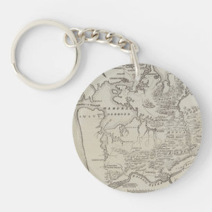 Map of land between Auckland & Waikato River Key Ring