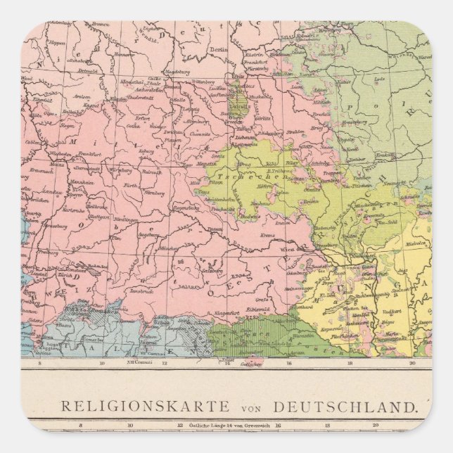 Map of Languages and Religions in Germany Square Sticker (Front)