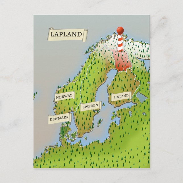 Map Of Lapland Postcard (Front)