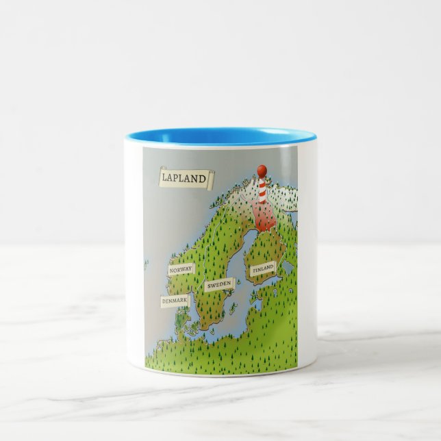Map Of Lapland Two-Tone Coffee Mug (Center)