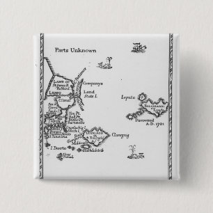 Map of Laputa, Balnibari, Luggnagg 15 Cm Square Badge