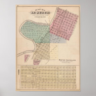 Map of Le Sueur, Map of Cleveland, Minnesota Poster