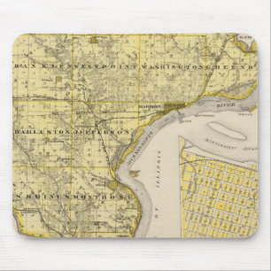Map of Lee County and Montrose, State of Iowa Mouse Pad