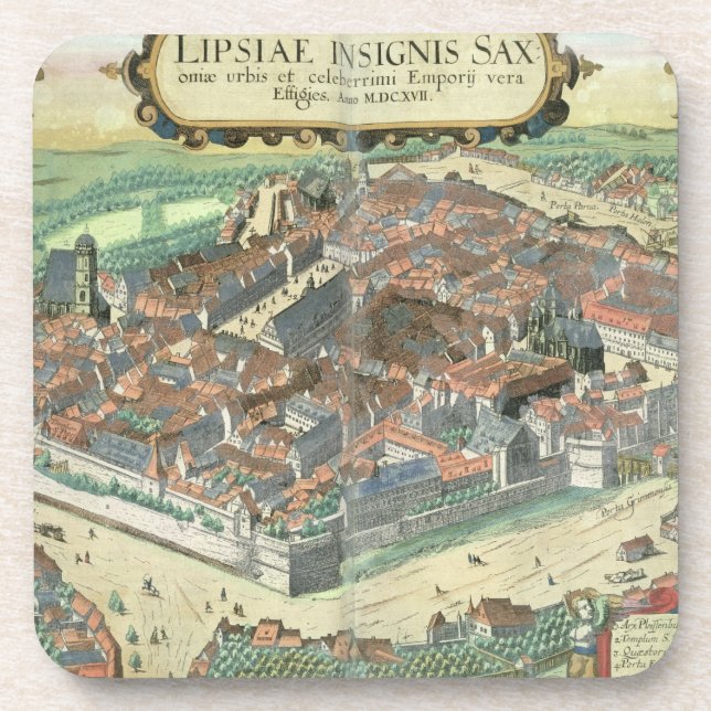 Map of Leipzig, from 'Civitates Orbis Terrarum' by Coaster (Front)