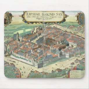 Map of Leipzig, from 'Civitates Orbis Terrarum' by Mouse Pad