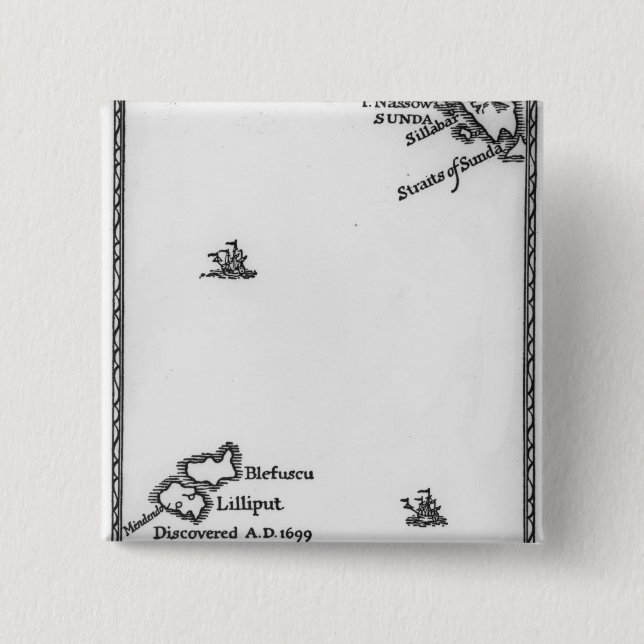 Map of Lilliput and Blefuscu 15 Cm Square Badge (Front)