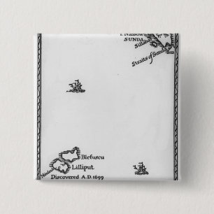 Map of Lilliput and Blefuscu 15 Cm Square Badge