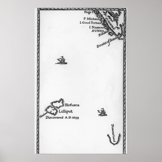 Map of Lilliput and Blefuscu Poster (Front)