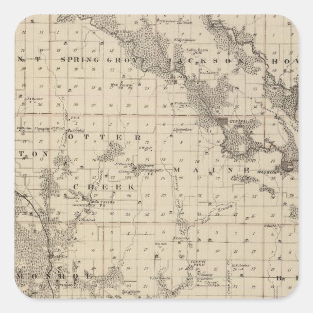 Map of Linn County, State of Iowa Square Sticker (Front)