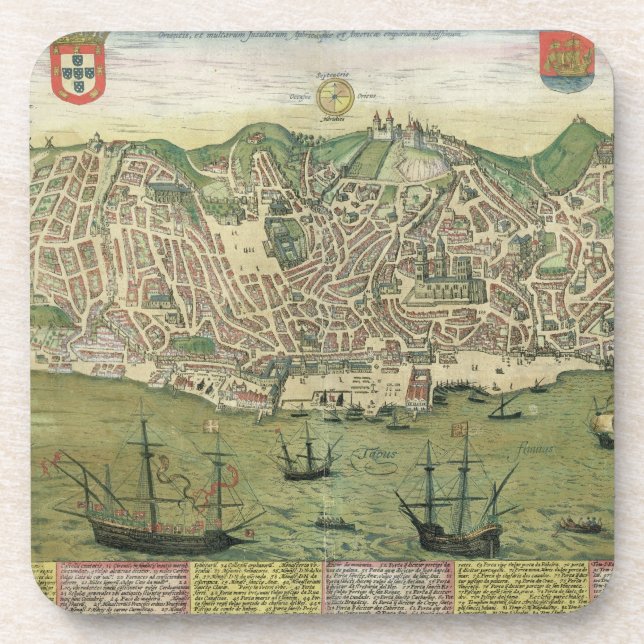 Map of Lisbon, from 'Civitates Orbis Terrarum' by Coaster (Front)