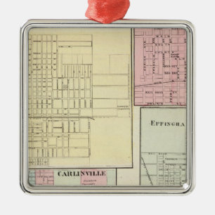 Map of Litchfield, Carlinsville, Salem Metal Ornament