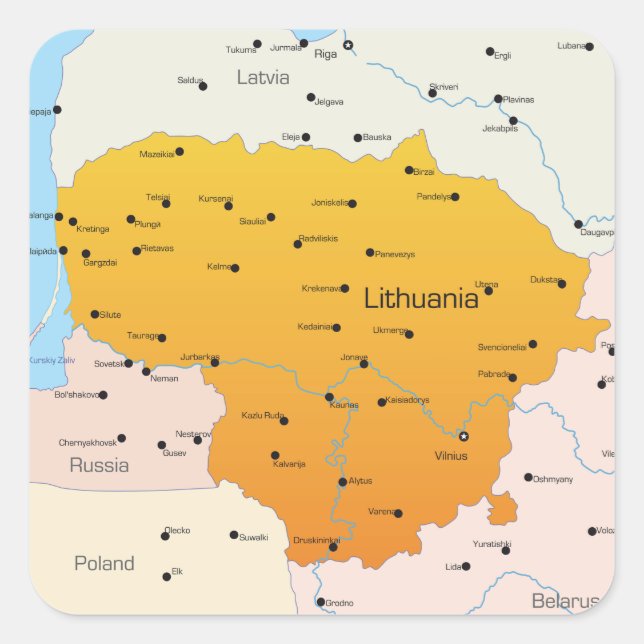 Map Of Lithuania Square Sticker (Front)