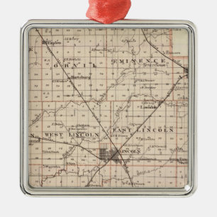 Map of Logan County Metal Tree Decoration