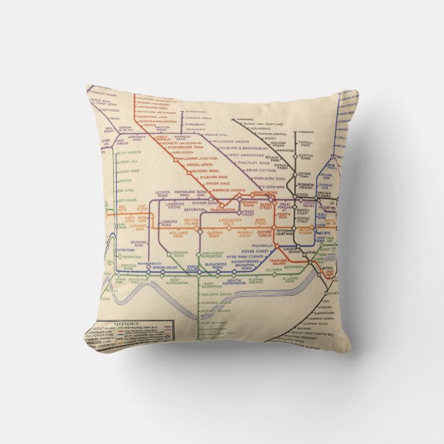 Map of London's Underground Railways Cushion (Front)
