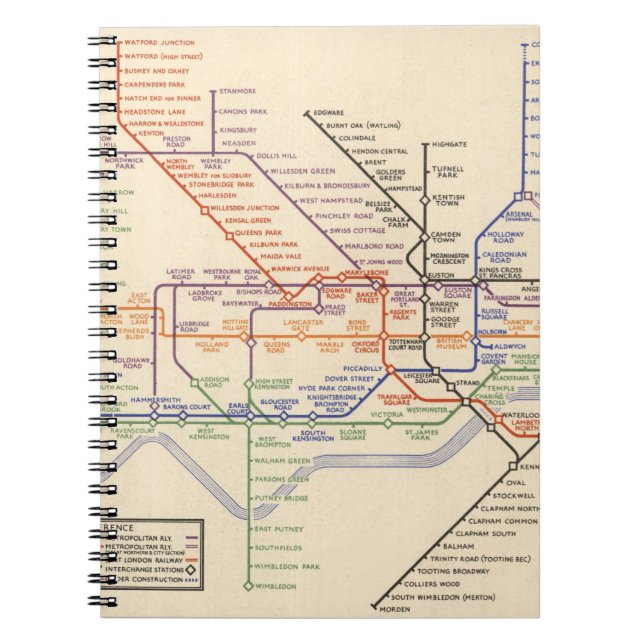 Map of London's Underground Railways Notebook (Front)
