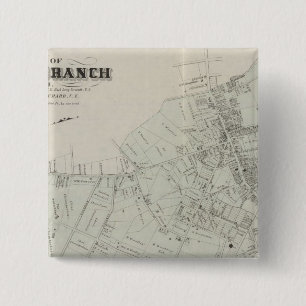 Map of Long Branch, NJ 15 Cm Square Badge