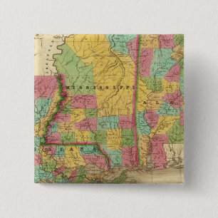 Map of Louisiana Mississippi And Alabama 15 Cm Square Badge