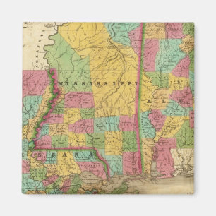 Map of Louisiana Mississippi And Alabama Magnet