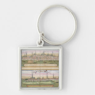 Map of Lubeck and Hamburg, from 'Civitates Orbis T Key Ring