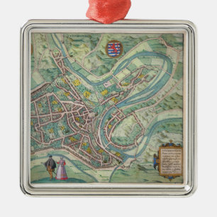 Map of Luxembourg, from 'Civitates Orbis Terrarum' Metal Tree Decoration