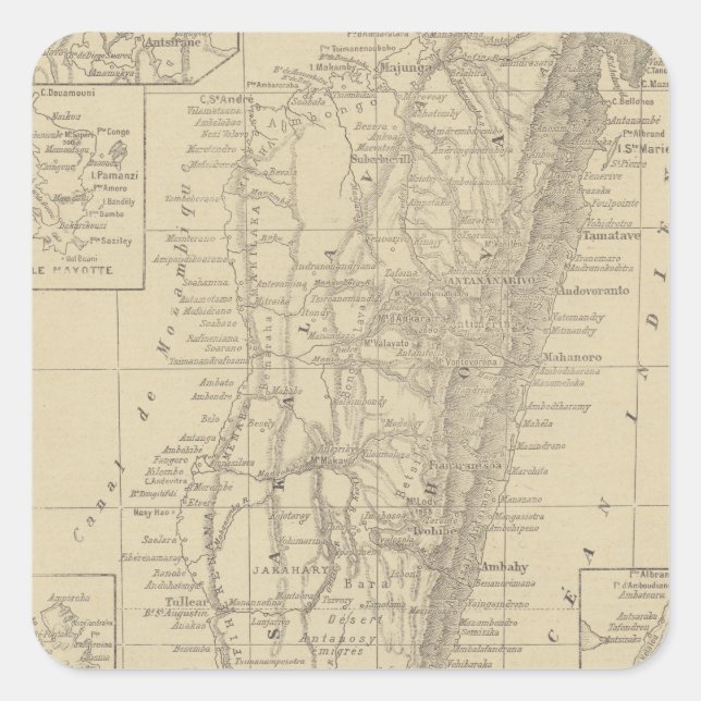Map of Madagascar Square Sticker (Front)