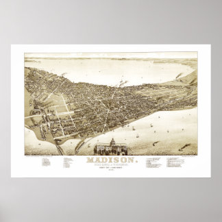Map of Madison, Wisconsin from 1885 Poster