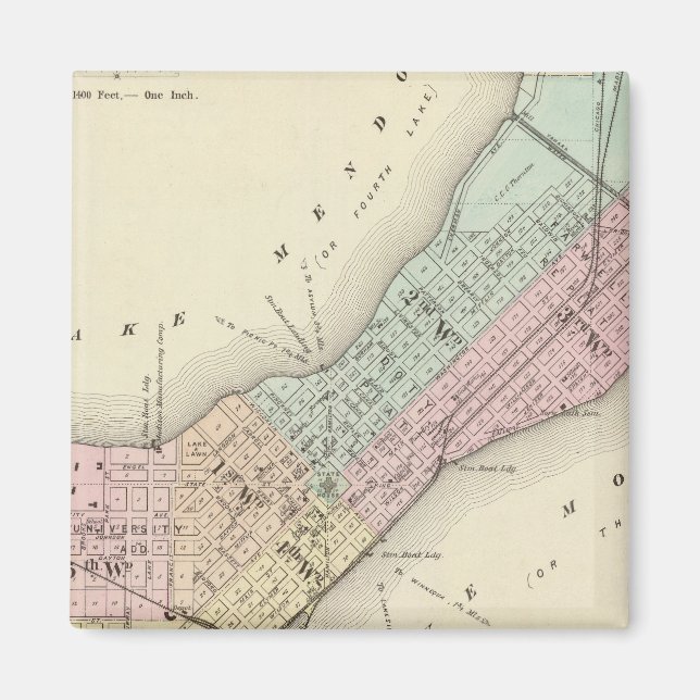 Map of Madison, Wisconsin Magnet (Front)