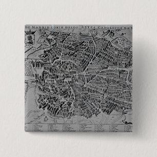 Map of Madrid 15 Cm Square Badge