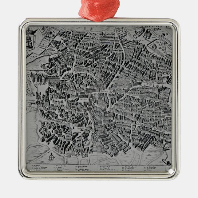 Map of Madrid Metal Tree Decoration (Front)