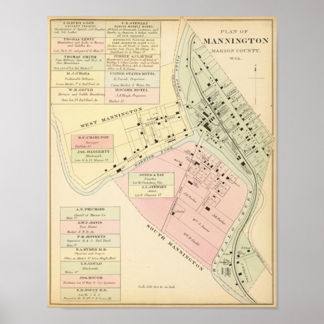 Map of Mannington, West Virginia Poster (Front)