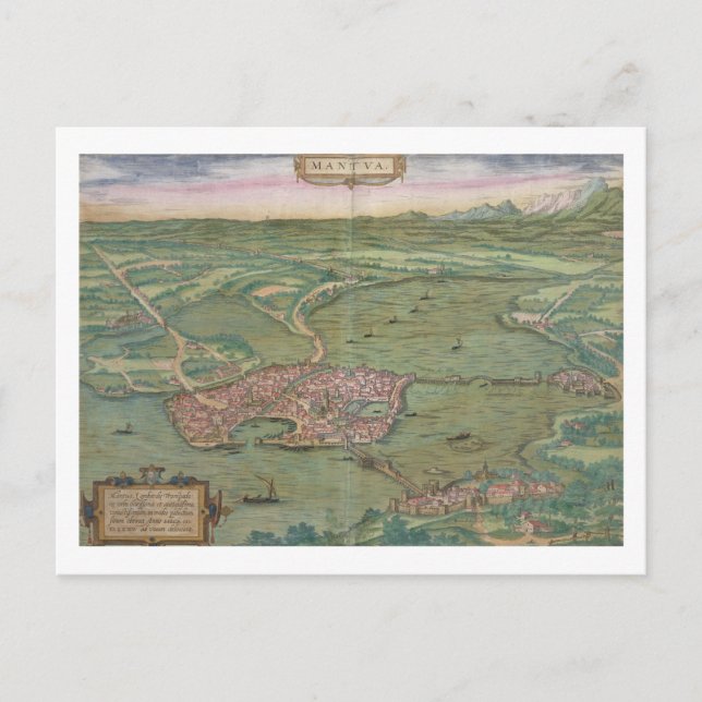Map of Mantua, from 'Civitates Orbis Terrarum' by Postcard (Front)