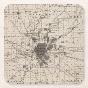 Map of Marion County 2 Square Paper Coaster