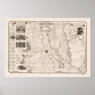 Map of Marion County, Florida (1892) Poster
