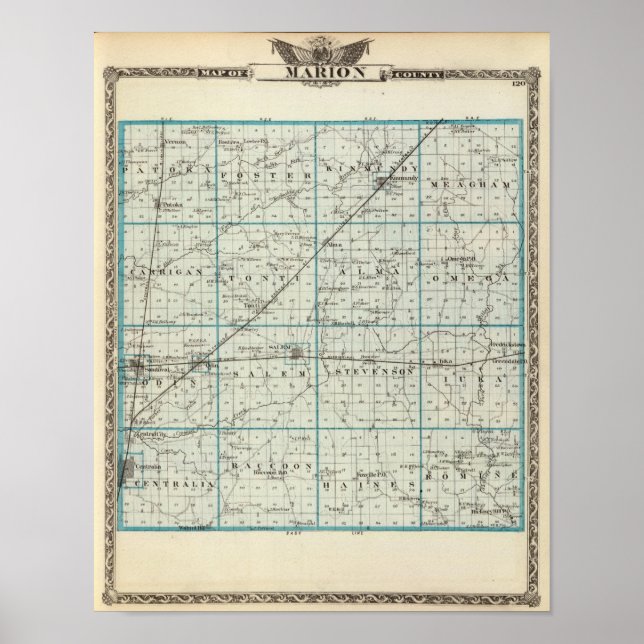 Map of Marion County Poster (Front)