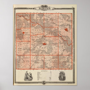 Map of Marion County, State of Iowa Poster