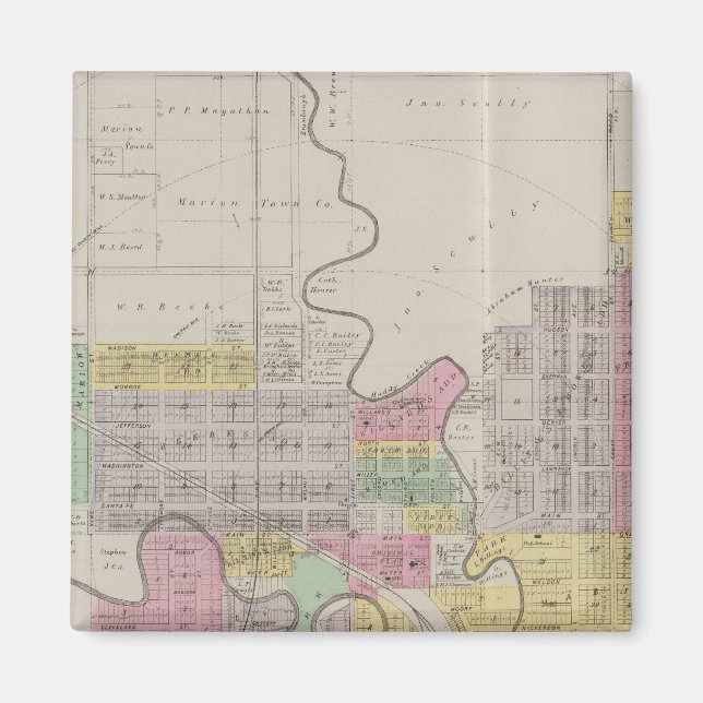 Map of Marion, Marion County, Kansas Magnet (Front)