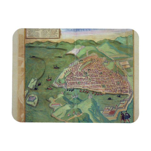 Map of Marseilles, from 'Civitates Orbis Terrarum' Magnet (Horizontal)