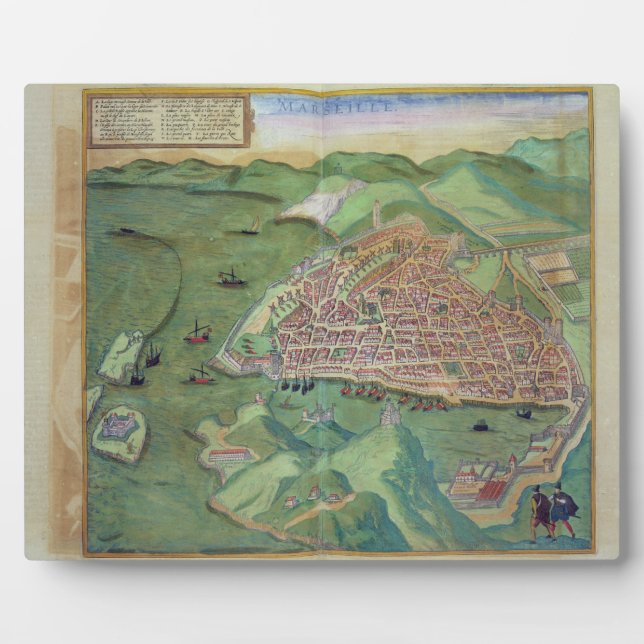 Map of Marseilles, from 'Civitates Orbis Terrarum' Plaque (Front)