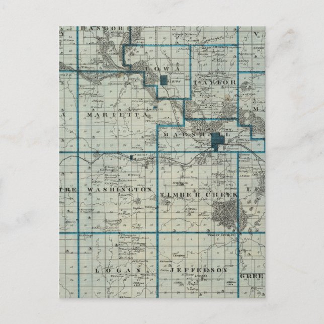 Map of Marshall County, State of Iowa Postcard (Front)