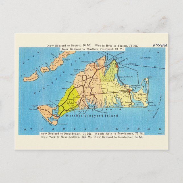 Map of Martha’s Vineyard Postcard (Front)