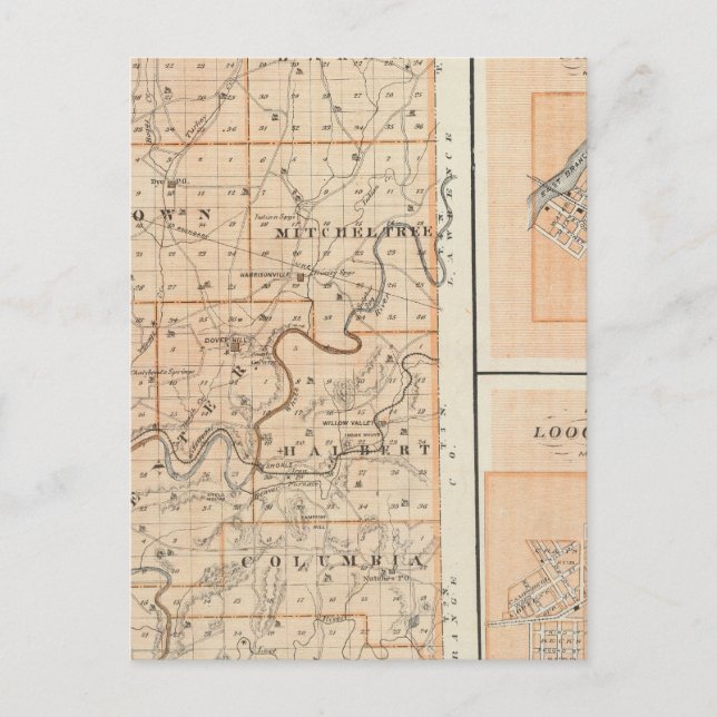 Map of Martin County with Shoals, Loogootee Postcard (Front)