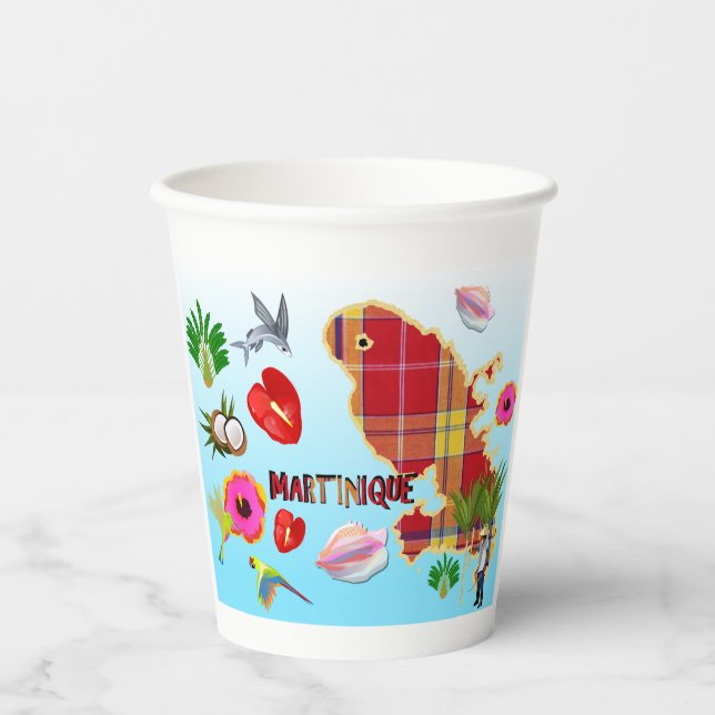 Map of Martinique Paper Cups (Front)