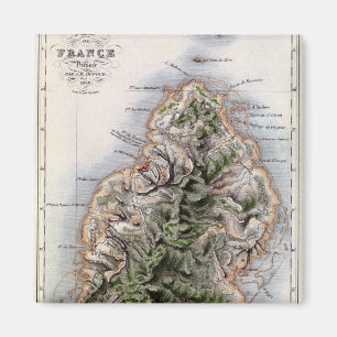 Map of Mauritius, illustration 'Paul et Virginie' Magnet