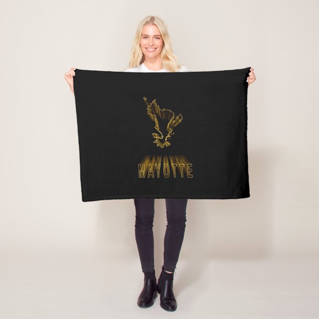 Map of Mayotte, Gold Map Fleece Blanket (In Situ)