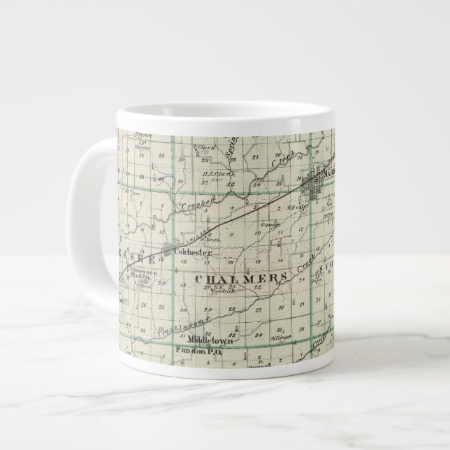Map of McDonough County, Rushville Large Coffee Mug (Front Left)