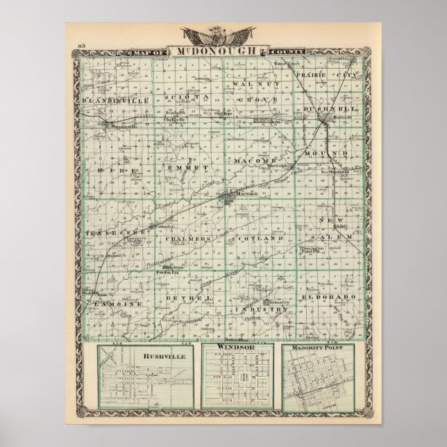 Map of McDonough County, Rushville Poster (Front)