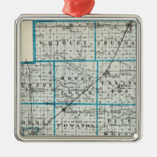 Map of McLean County and Le Roy Metal Ornament