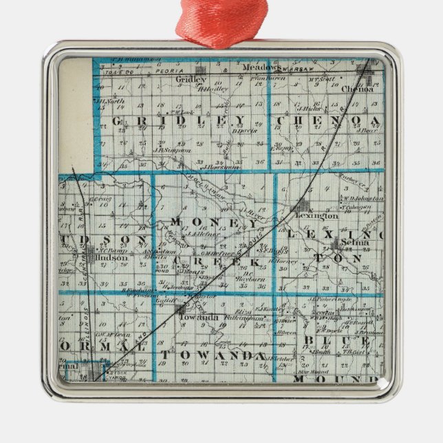 Map of McLean County and Le Roy Metal Ornament (Front)